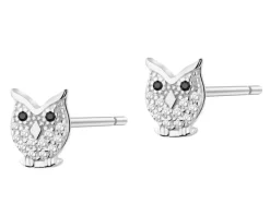 Kolczyki srebrne z cyrkoniami - sowy