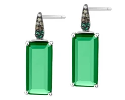 Kolczyki srebrne z cyrkoniami i szlifowanym szkłem