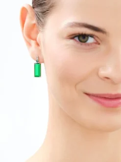 Kolczyki srebrne z cyrkoniami i szlifowanym szkłem