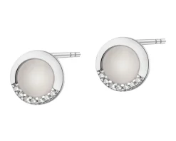 Kolczyki srebrne z cyrkoniami i  kamień jubilerski z efektem kociego oka - koła