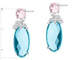 Kolczyki srebrne z cyrkoniami i szlifowanym szkłem