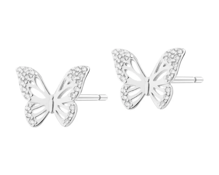 Kolczyki srebrne z cyrkoniami - motyle