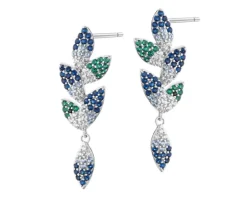 Kolczyki srebrne z cyrkoniami - liście