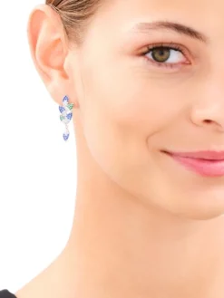 Kolczyki srebrne z cyrkoniami - liście