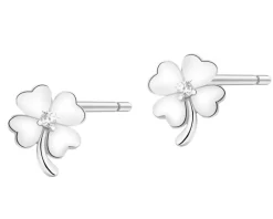 Kolczyki srebrne z cyrkoniami - koniczyny