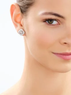 Kolczyki srebrne z cyrkoniami - rozety