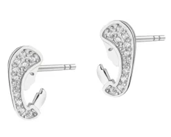 Kolczyki srebrne z cyrkoniami - medalik Matka Boska