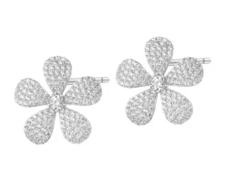 Kolczyki srebrne z cyrkoniami - kwiaty