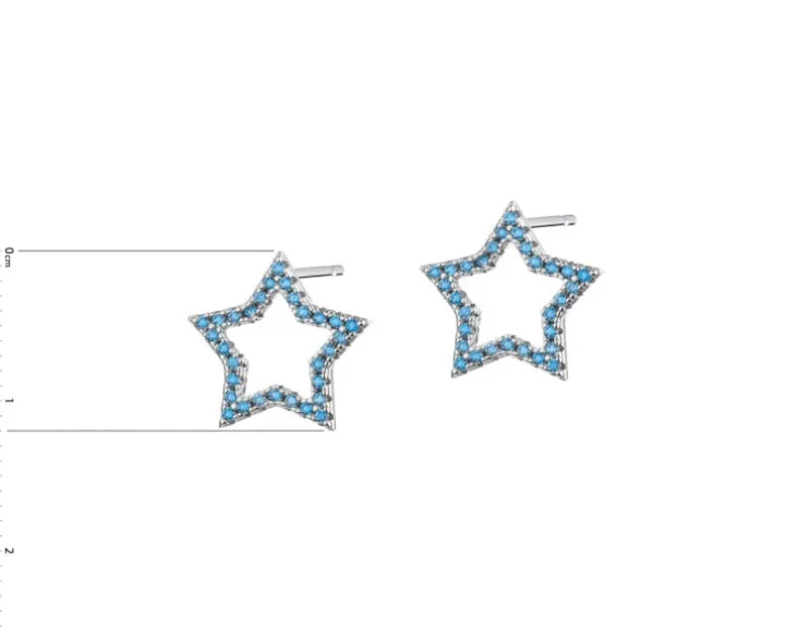 Kolczyki srebrne z cyrkoniami - gwiazdy