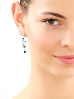 Kolczyki srebrne z cyrkoniami i szlifowanym szkłem - motyle