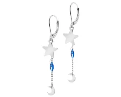 Kolczyki srebrne z cyrkoniami - gwiazdy, Księżyce