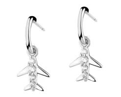 Kolczyki srebrne z cyrkoniami - samoloty