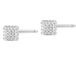 Kolczyki srebrne z cyrkoniami - kwadraty