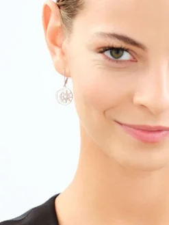 Kolczyki srebrne z cyrkoniami i  masą perłową - Księżyce, gwiazdy