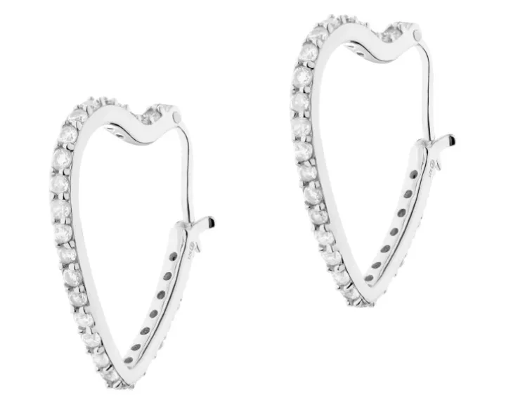 Kolczyki srebrne z cyrkoniami - serca