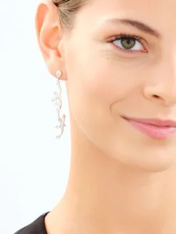 Kolczyki srebrne z cyrkoniami - liście