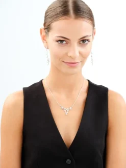 Kolczyki srebrne z cyrkoniami - liście