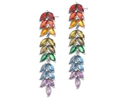 Kolczyki srebrne z cyrkoniami - liście