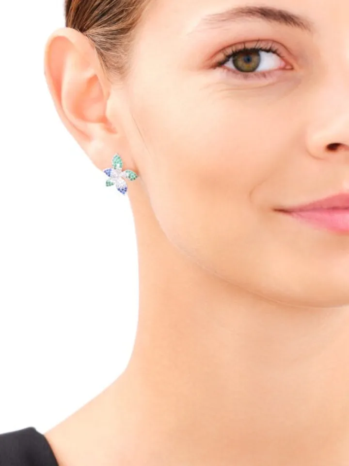 Kolczyki srebrne z cyrkoniami - kwiaty