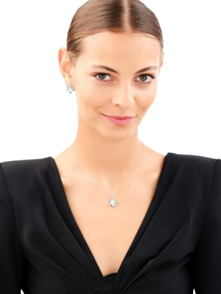 Kolczyki srebrne z cyrkoniami - kwiaty