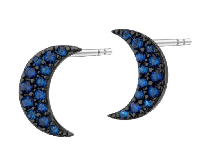 Kolczyki srebrne z cyrkoniami - Księżyce