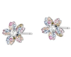 Kolczyki srebrne z cyrkoniami - kwiaty
