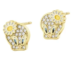 Kolczyki srebrne z cyrkoniami i emalią - Looney Tunes, Tweety, Warner Bros. Discovery