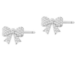 Kolczyki srebrne z cyrkoniami - kokardki