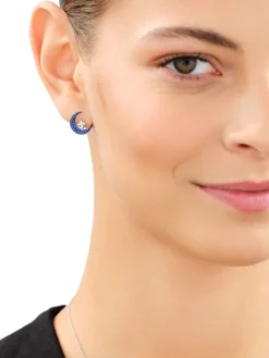 Kolczyki srebrne z cyrkoniami - Księżyce, gwiazdy