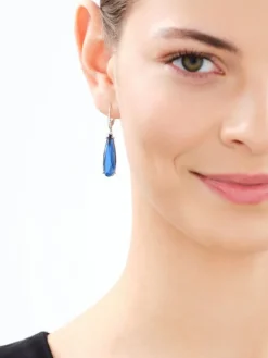 Kolczyki srebrne z cyrkoniami i szlifowanym szkłem