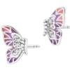 Kolczyki srebrne z cyrkoniami i emalią - motyle