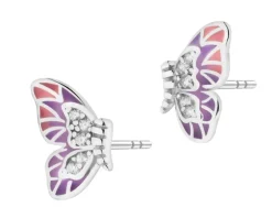 Kolczyki srebrne z cyrkoniami i emalią - motyle