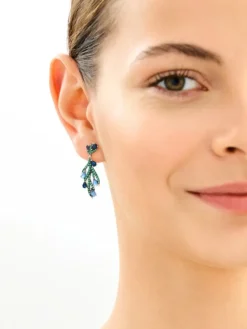 Kolczyki srebrne z cyrkoniami i szlifowanym szkłem