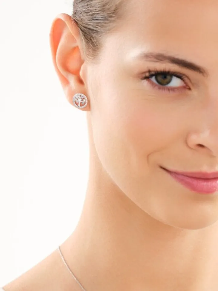 Kolczyki srebrne z cyrkoniami - drzewa