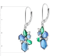 Kolczyki srebrne z cyrkoniami i szlifowanym szkłem