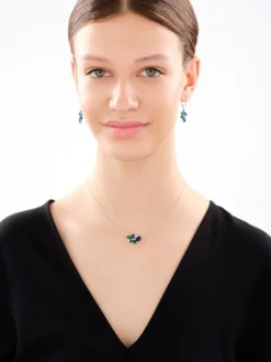 Kolczyki srebrne z cyrkoniami i szlifowanym szkłem