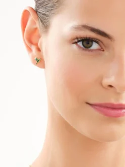 Kolczyki srebrne z cyrkoniami i emalią - koliber