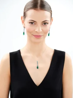 Kolczyki srebrne z cyrkoniami i szlifowanym szkłem