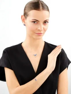 Kolczyki srebrne z cyrkoniami - liście