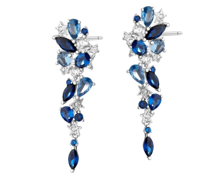 Kolczyki srebrne z cyrkoniami - gwiazdy