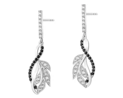 Kolczyki srebrne z cyrkoniami - liście