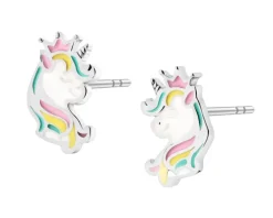 Kolczyki srebrne z emalią - jednorożce
