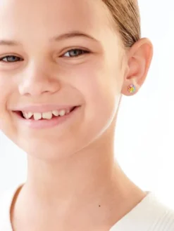 Kolczyki srebrne z emalią - kwiaty