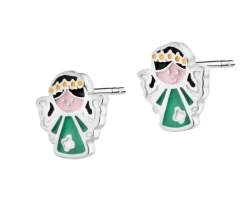 Kolczyki srebrne z emalią - aniołki