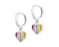 Kolczyki srebrne z emalią - serca