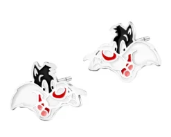 Kolczyki srebrne z emalią – Looney Tunes, kot Sylwester, Warner Bros. Discovery