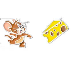 Kolczyki srebrne z emalią -  Tom and Jerry, Jerry, Warner Bros. Discovery
