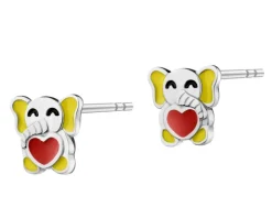 Kolczyki srebrne z emalią - słonie