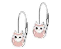 Kolczyki srebrne z emalią - sowy