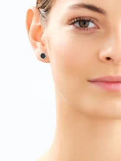 Kolczyki srebrne z kamieniem jubilerskim noc Kairu - koła